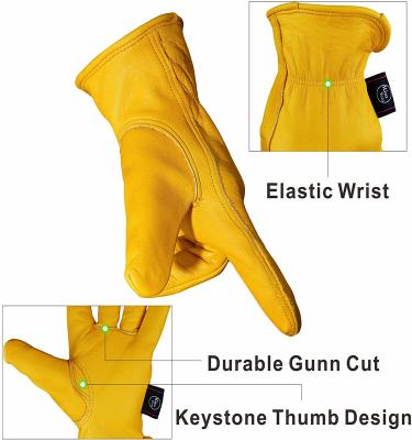 China Manufacturer Quality Assurance Genuine Leather Gloves Heat Double Oven Glove Labor Gloves for sale