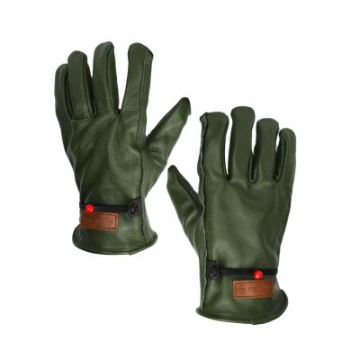 China Reinforcement buckle + palm shrink + truck driver non-slip wear-resistant green leather Driving Gloves new fashion 2020 non-slip and wear-resistant for sale