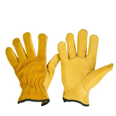 China Non-slip Wear-resistant Yellow Leather Construction Workshop Safety Welding Protective Welding Gloves Work for sale