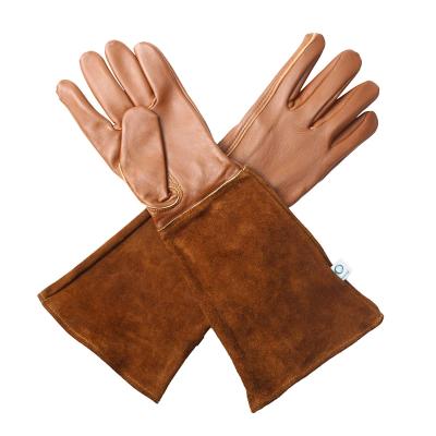 China Palm stab proof high standard gloves long split leather glove cycling glove wholesale for sale