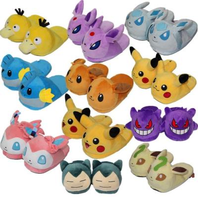 China Stable 3D pokemon pikachu soft indoor slippers high quality lightweight plush slipper for kids and women for sale