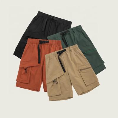 China Wholesale Anti-wrinkle plain empty men's side pockets loose elastic waistband anorak pants men shorts with zipper pocket pants shorts unisex for sale