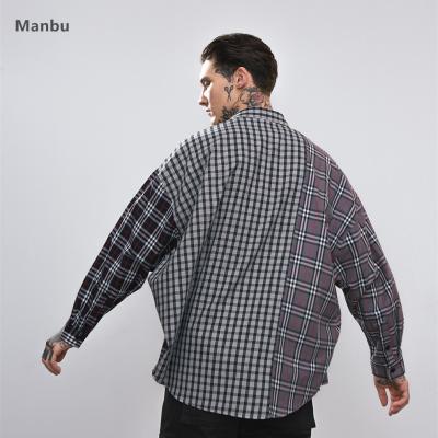 China Anti-pilling new autumn fashion street wear plaids men's shirt white plain long sleeve men's shirt for sale