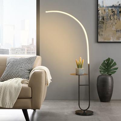 China Standing Lamp with Table 2022 Elegant Dimming Led Marble Table Standing Light in Living Room Cafe Corner Floor Lamp with Table for sale