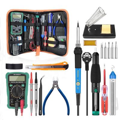 China Electrical Work 16 in 1 EU USA Iron Kit Adjustable Temperature Iron Repair Welding Soldering Electronic Tool with Multimeter for sale