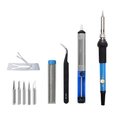 China Electric Work 10 in 1 Adjustable Temperature 60W Electric Soldering Iron Set EU and US Plug Best Soldering Pen Welding Kit for sale