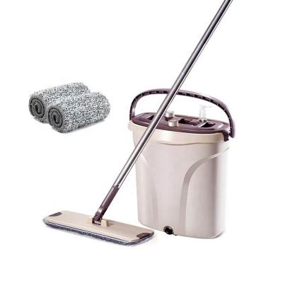 China SUSTAINABLE NEW CONCEPT MOPX6 Hand Free Squeeze Flat Mop Bucket With Water And Dirty Clean Separate System for sale