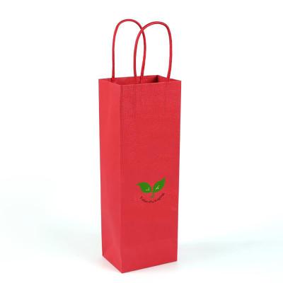 China Recyclable Wholesale Eco-Friendly Paper Bags Printing Brown Kraft Paper Wine Packaging Customized Paper Bag for sale