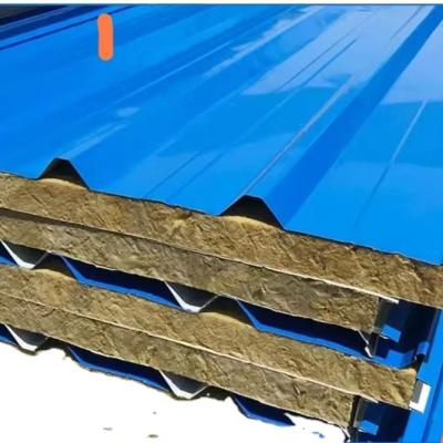 China Metal Core Fireproof Rock Wool Sandwich Panel for Hotel Exterior Wall 100mm Thickness for sale