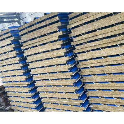 China Modern Design Warehouse Walls Fire-Insulated Sound-Absorbing Roof Panel Rock Wool Sandwich Panels for sale