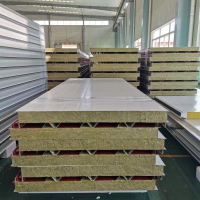 China Panel de sándwich de lana de roca ligero moderno para casas prefabricadas Techo y pared en venta