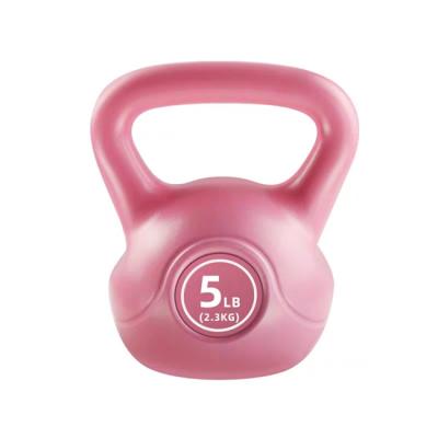 China Durable home use vinyl and filled with plastic cement kettlebells set for sale