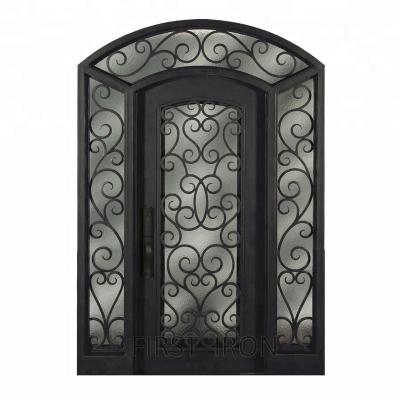 China Easy Installation Custom Low E Privacy Wrought Iron Door For Home Entry for sale