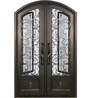 China Easy Installation Double Swing Wrought Iron French Door for sale