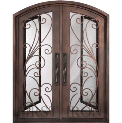 China Easy installation Lowes wrought iron exterior entry doors with glass for sale