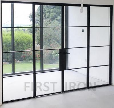 China Modern Anti Theft Metal Security Villa Frame Double Entry Storm Main Entrances Design Entry Security French Wrought Iron Steel Door for sale