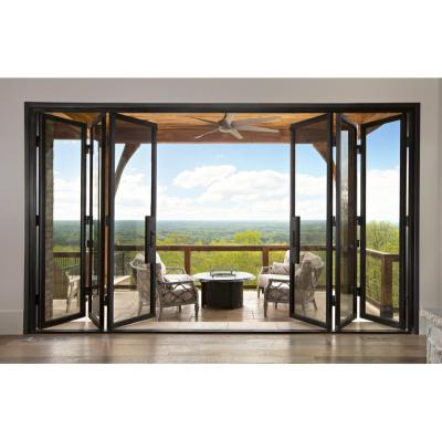 China Wrough Anti-Theft Iron French Steel Bifold Door With Double Pane Glass for sale