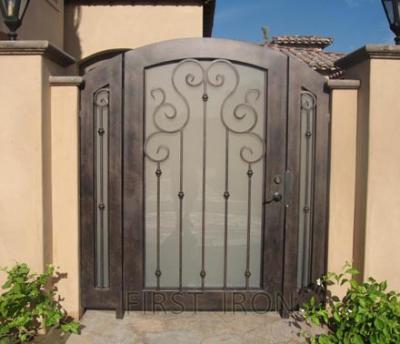 China Easily Assembled Security Wrought Iron Exterior Privacy Gate Gate with Blind Leaf Return, Small Garden Iron Gate Gate for sale