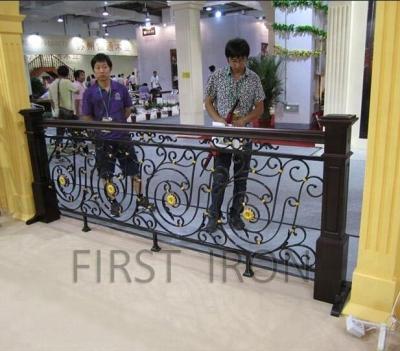 China Easily Assembled Wrought Iron Staircase Fencing Panels , Black Galvanized Iron Interior Stair Railings for sale