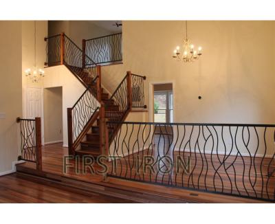 China Easily Compiled Custom Modern Interior Wrought Iron Railing Design for sale