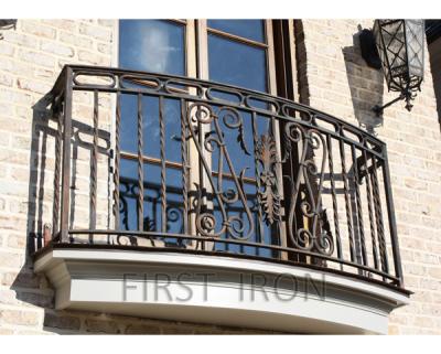 China Easily Compiled Faux Rust Wrought Iron Balcony Design, Rust Color Iron Balcony Railings for sale