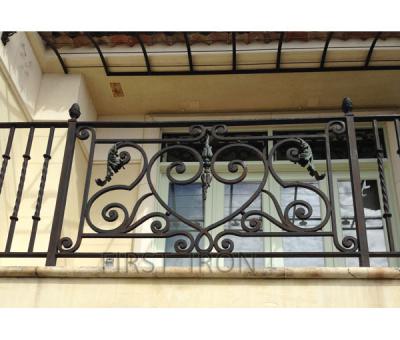 China Easily Assembled Aged Bronze Wrought Iron Balcony Railings, Rustic Wrought Iron Window Porch Railings for sale