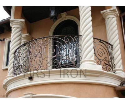 China Easily Assembled Circle Round Wrought Iron Balcony Railings, Antique Forged Metal Balcony Design for sale