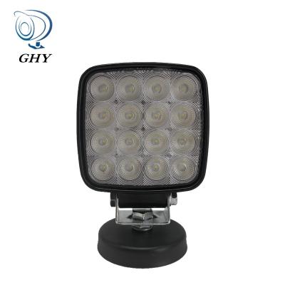 China New Flood 4 Inch Square 48W LED Work Light Super Bright 16 LEDs Driving Lamp For Offroad Forklift Truck for sale