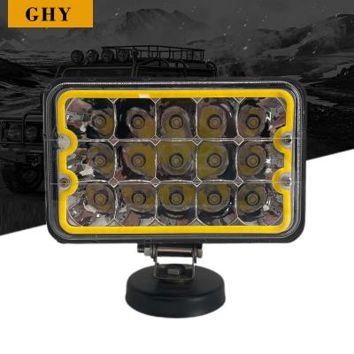 China High Low Beam 5 Inch Square 45W LED Work Light 15 LED Automobile Headlight With Halo Ring Driving Lamp For Offroad Truck Jeep for sale