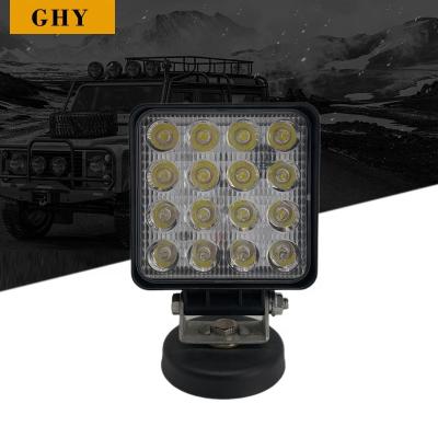 China Spot / Flood 4 Inch Square 48W Auto LED Work 16 LED Working Light Lamp For Offroad Forklift for sale