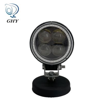 China Spotlight 3 Inch Motorcycle Headlight 12W LED Work Light Lens Round Spotlight With Angel Eyes Driving Light Fog Lamp For Offroad Truck for sale