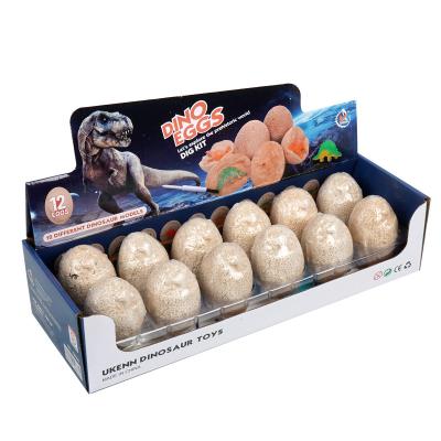 China Children Early Education Environmental Material Handmade Digging Toys Dino Egg Box 12pcs Set Dinosaur Eggs for sale