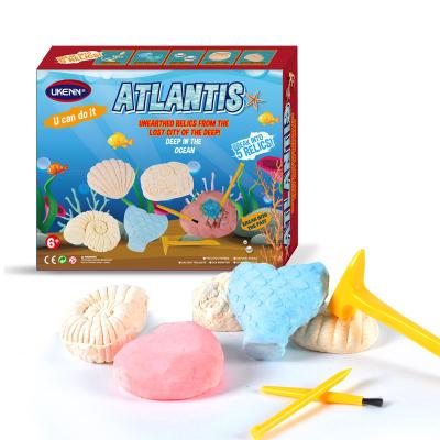 China K6602 Clay Gemstone Archaeological Excavation Toys For Kids Exploration Dinosaur Toys Five-in-One Marine Archeology Toy for sale