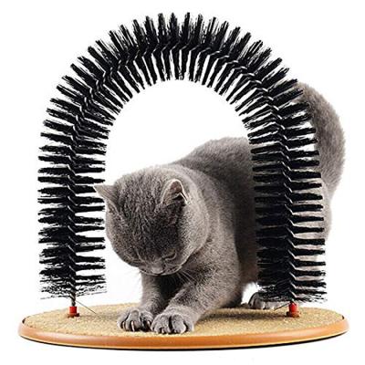 China Viable Cat Arch Self Fur Grooming Scratcher Toy Hair Trimming Brush Pet Massager Rubbing Throwing Hair for sale