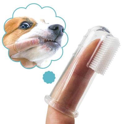 China Pet Finger Toothbrush Set Silicone Fur Soft Tongue Thumb Set Stored Oral Cleaning Toothbrush for sale