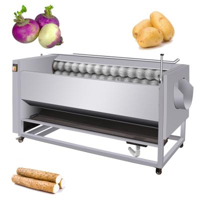 China Automatic Brush Cassava Ginger Carrot Potato Roller Peeler Fruit Root Vegetable Plant Snacks Washing Peeling Cleaning Machine for sale