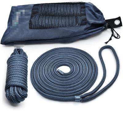 China For Use Around The Water 2pack 4pack Men's Gift For Yacht Double Braided Nylon Line 20ft Black 3/8in Marine Dock Rope for sale