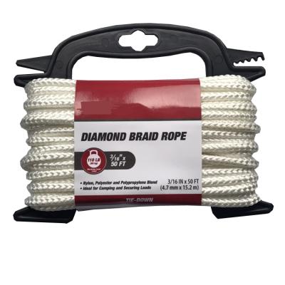 China Available in a choice of color combinations walmart hot sale3/16in, 50ft diamond braid rope, polyester and nylon rope for sale