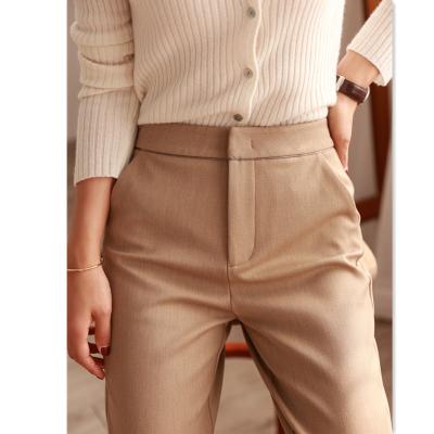 China 2021 Professional Office Breathable High Waist Loose Slim Suit Pants Women Black Casual Pants Cigarette Straight Pants for sale