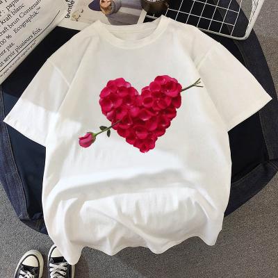 China Harajuku Casual White Graphic T-shirt Viable Women's Lovers T-shirt Fashion T-shirt Funny Printed Short Sleeve for sale