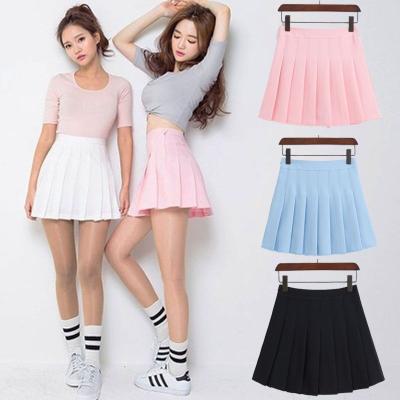 China 2021 New Spring Viable High Waist Ball Pleated Skirt Harajuku Denim Skirts Sailor Solid A Line Skirts Plus Size Japanese School Uniform for sale