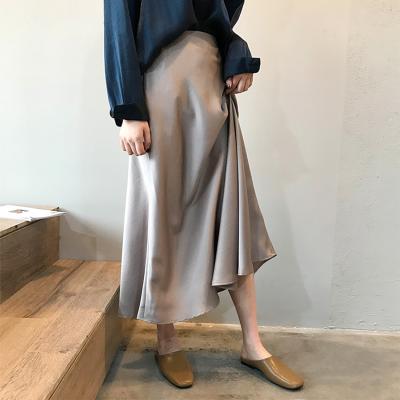 China New Summer Viable High Waist Women's Elegant Chic Women Faldas Jupe Femme Saia A Line Women's Vintage Satin Skirt Long Skirt for sale