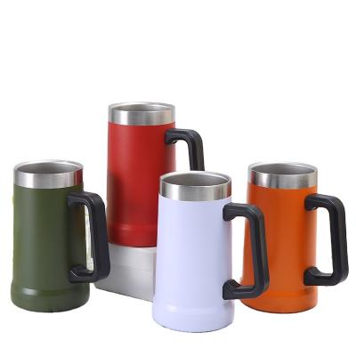 China Factory 24oz Tumbler Mug Beer 304 Stainless Steel Double Wall Vacuum Sustainable Power Coated Thermos Mug With Handle for sale