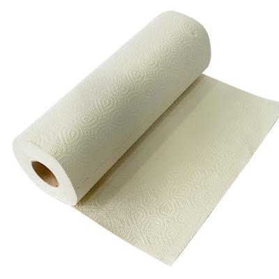 China Bamboo Pulp Material Sample-Free Embossed 2 Ply 100% Pure Wood Pulp Kitchen Cloth Roll for sale