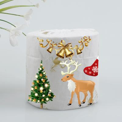 China Hot Selling Virgin Bamboo Toilet Paper Eco-friendly Christmas Pulp Material 3 Ply Bathroom Toilet Paper Tissue Paper Roll for sale