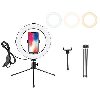 China Plastic+ ABS LED Ring Light 8 Inch 20cm Ring Light with Mini Phone Tripod Phone Holder for Smartphone Camera Tiktok Youtube Livestream Light for sale