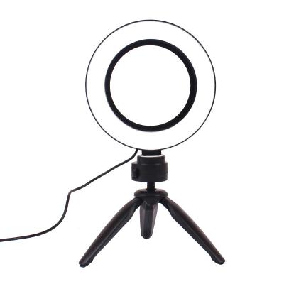 China Plastic+ ABS USB Circle Lamp Dimmable 6 Inch 16cm LED Ringlight With Mini Tripod Desktop Tripod For Makeup Tiktok Youtube Video Light for sale