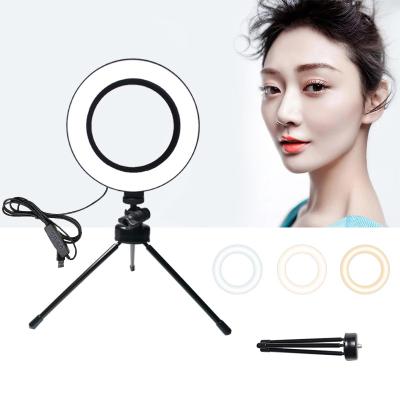 China ABS Plastic+ Selfie Ring Light 6 Inch 16cm USB Power with Mini Tripod Desktop Tripod for Makeup Tiktok Youtube Video Light for sale