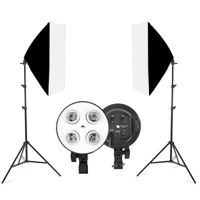 China Nylon Cloth Studio Photography Lighting Four Socket Lamp Stand E27 Softbox 50x70cm 20