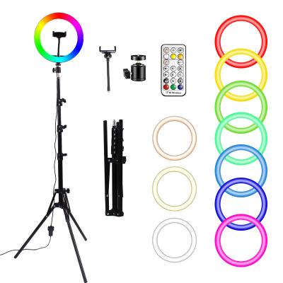 China 10 inch 26cm RGB LED Ring Light with Light Stand for Tik Tok Vlog Youtube Makeup Ring Shaped Photographic Lighting Light for sale